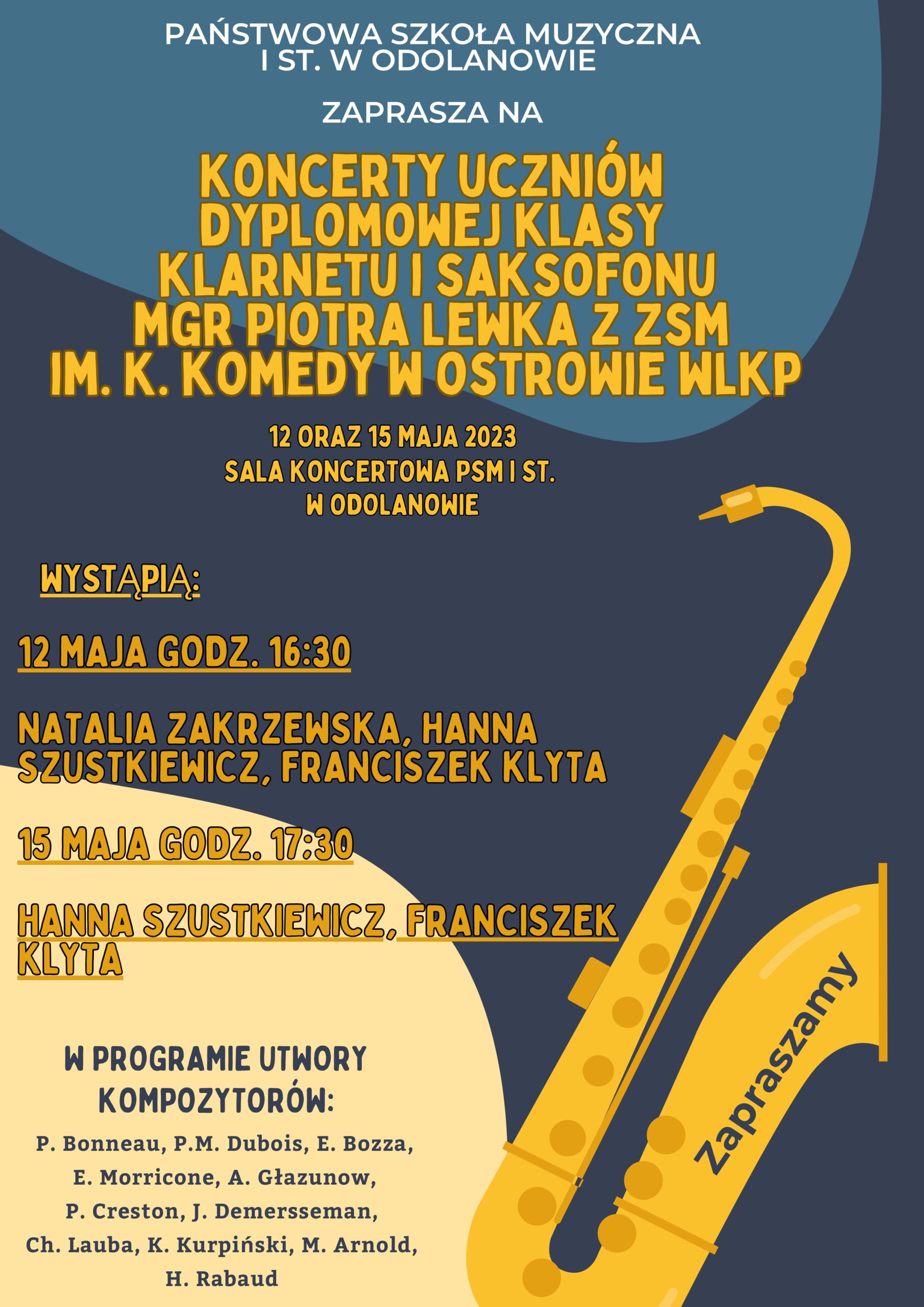 Plakat Koncerty Saksofonowe
