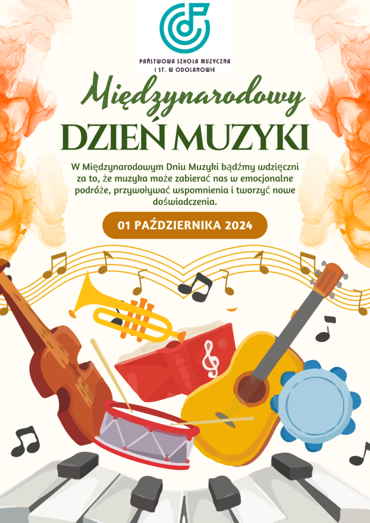 Beige And Orange Modern Illustration International Music Day Flyer