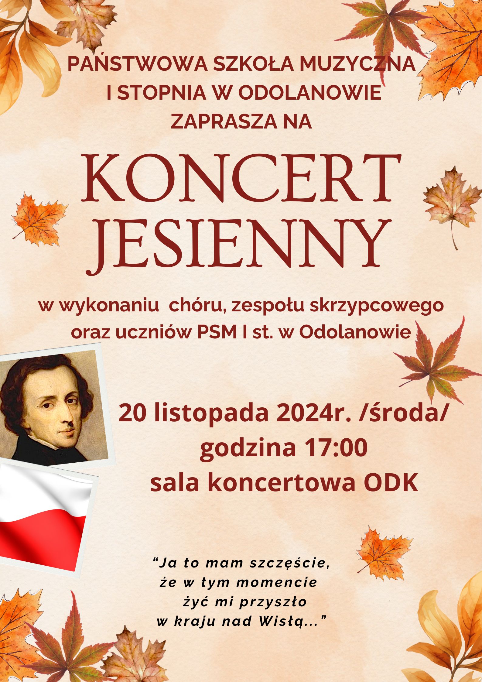 Zapraszamy na „Koncert jesienny”  – 20 listopada środa godz. 17.00