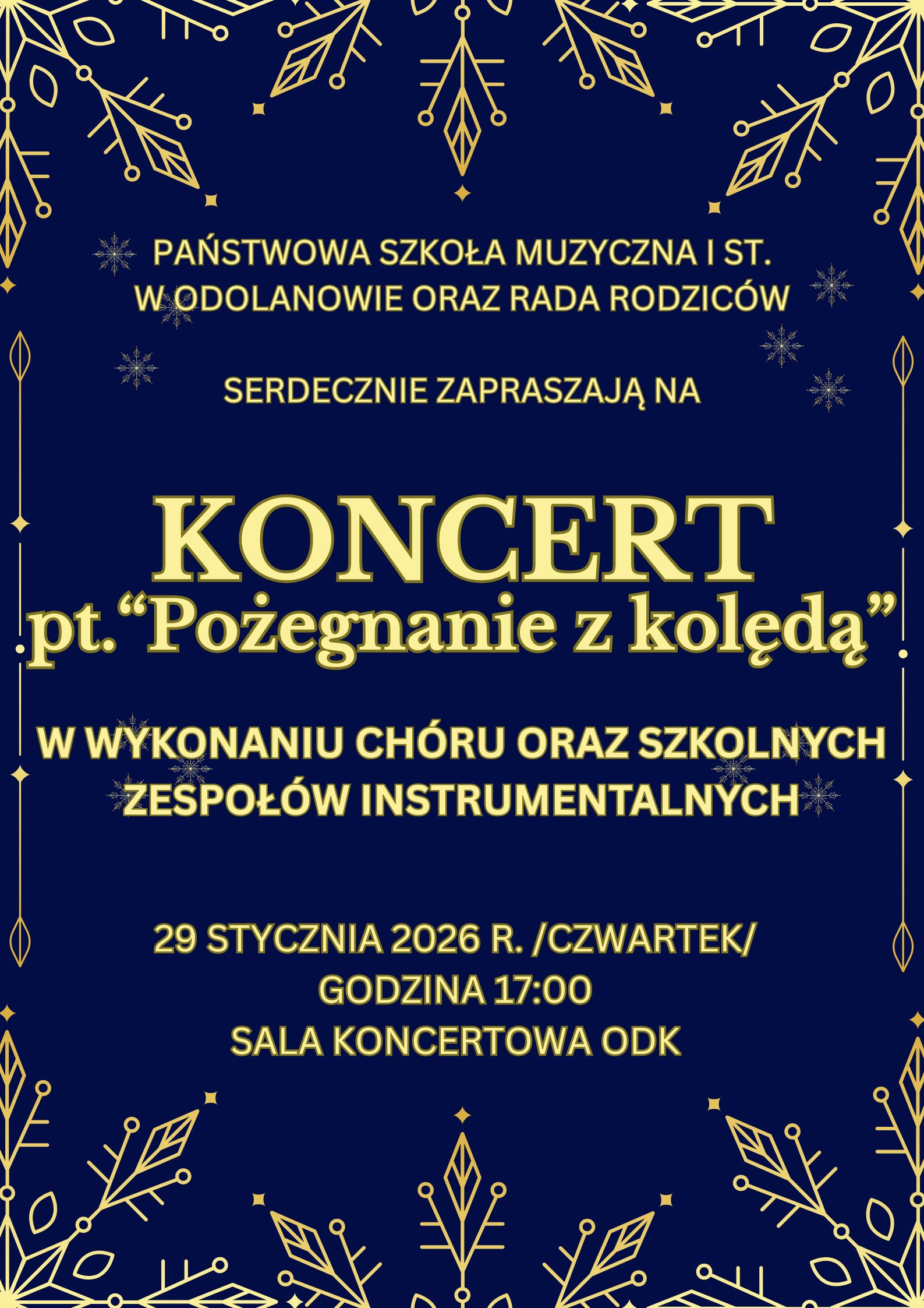 Serdecznie zapraszamy na koncert „Pożegnanie z kolędą”