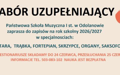 Uwaga – przyjmujemy zapisy do szkoły na rok szkolny 2026/2027